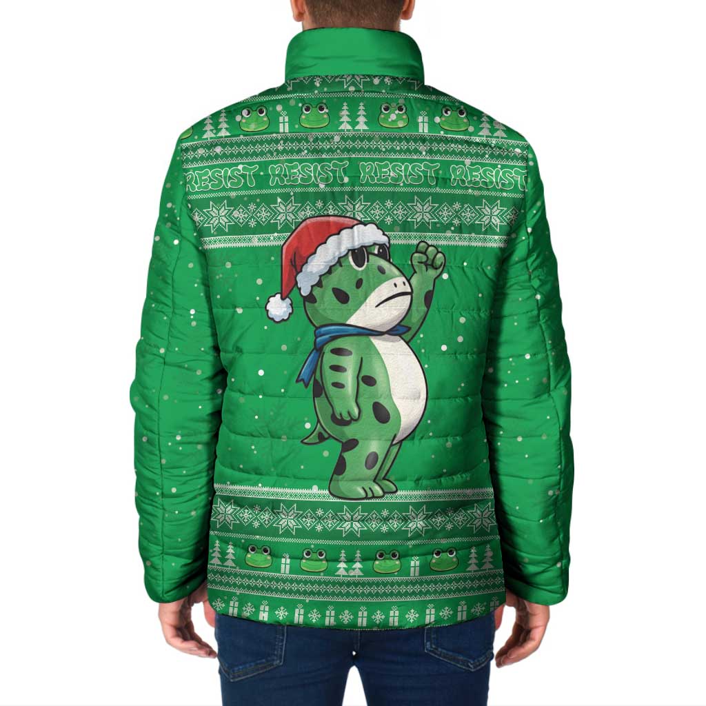 Funny Christmas Portland Frog Protest Padded Jacket Merry Frog-mas - Wonder Print Shop