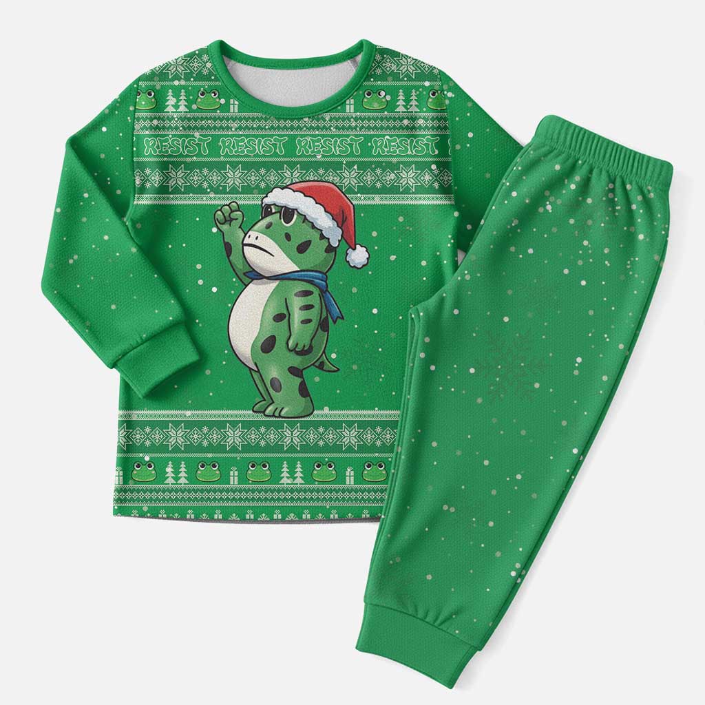 Funny Christmas Portland Frog Protest Christmas Pajama Set Merry Frog-mas - Wonder Print Shop