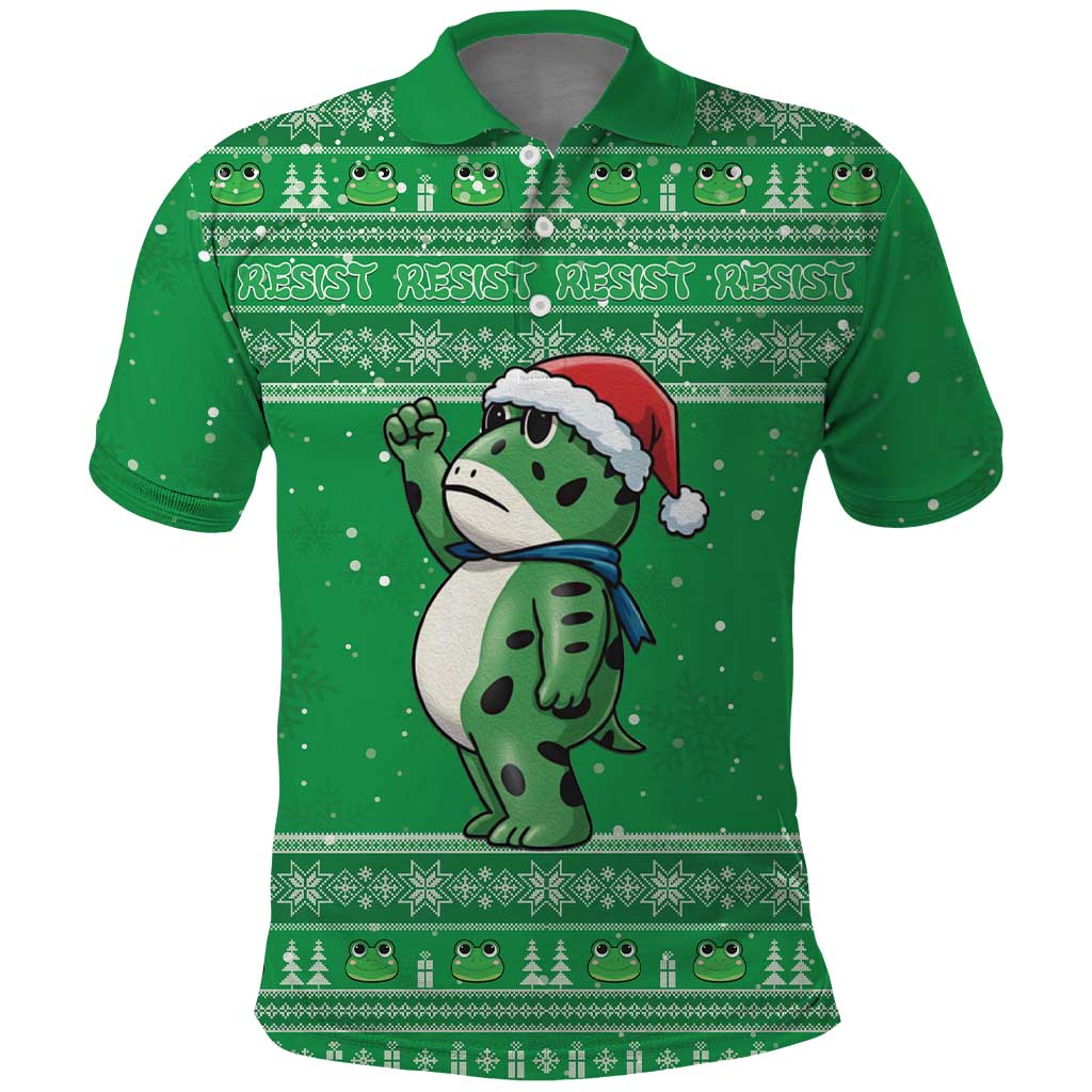Funny Christmas Portland Frog Protest Polo Shirt Merry Frog-mas - Wonder Print Shop