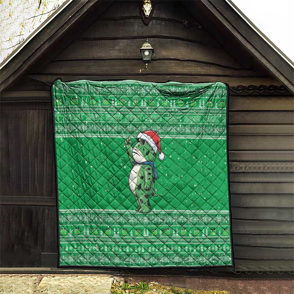 Funny Christmas Portland Frog Protest Quilt Merry Frog-mas - Wonder Print Shop