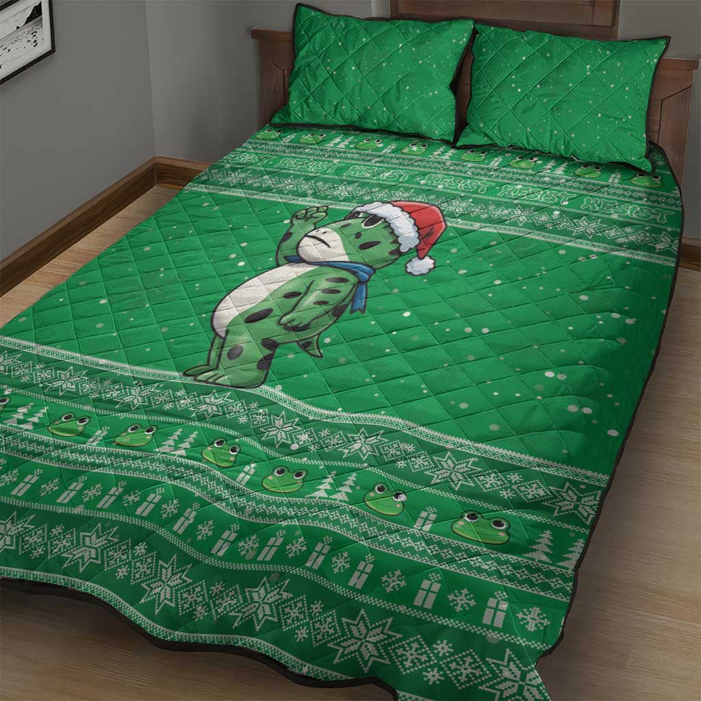 Funny Christmas Portland Frog Protest Quilt Bed Set Merry Frog-mas - Wonder Print Shop