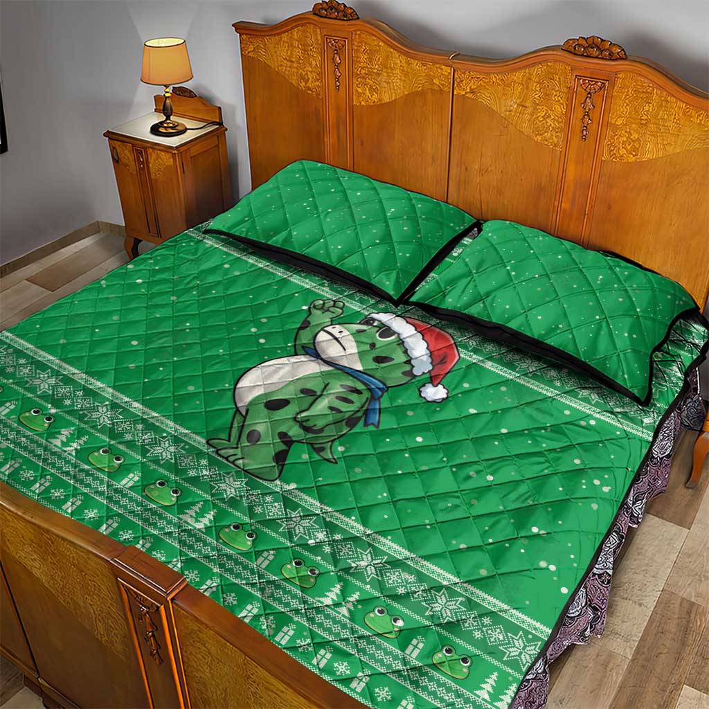 Funny Christmas Portland Frog Protest Quilt Bed Set Merry Frog-mas - Wonder Print Shop