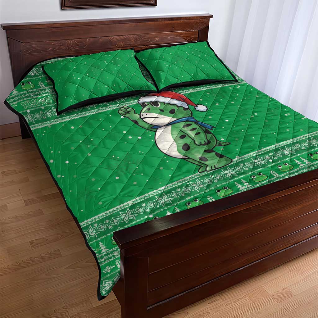 Funny Christmas Portland Frog Protest Quilt Bed Set Merry Frog-mas - Wonder Print Shop