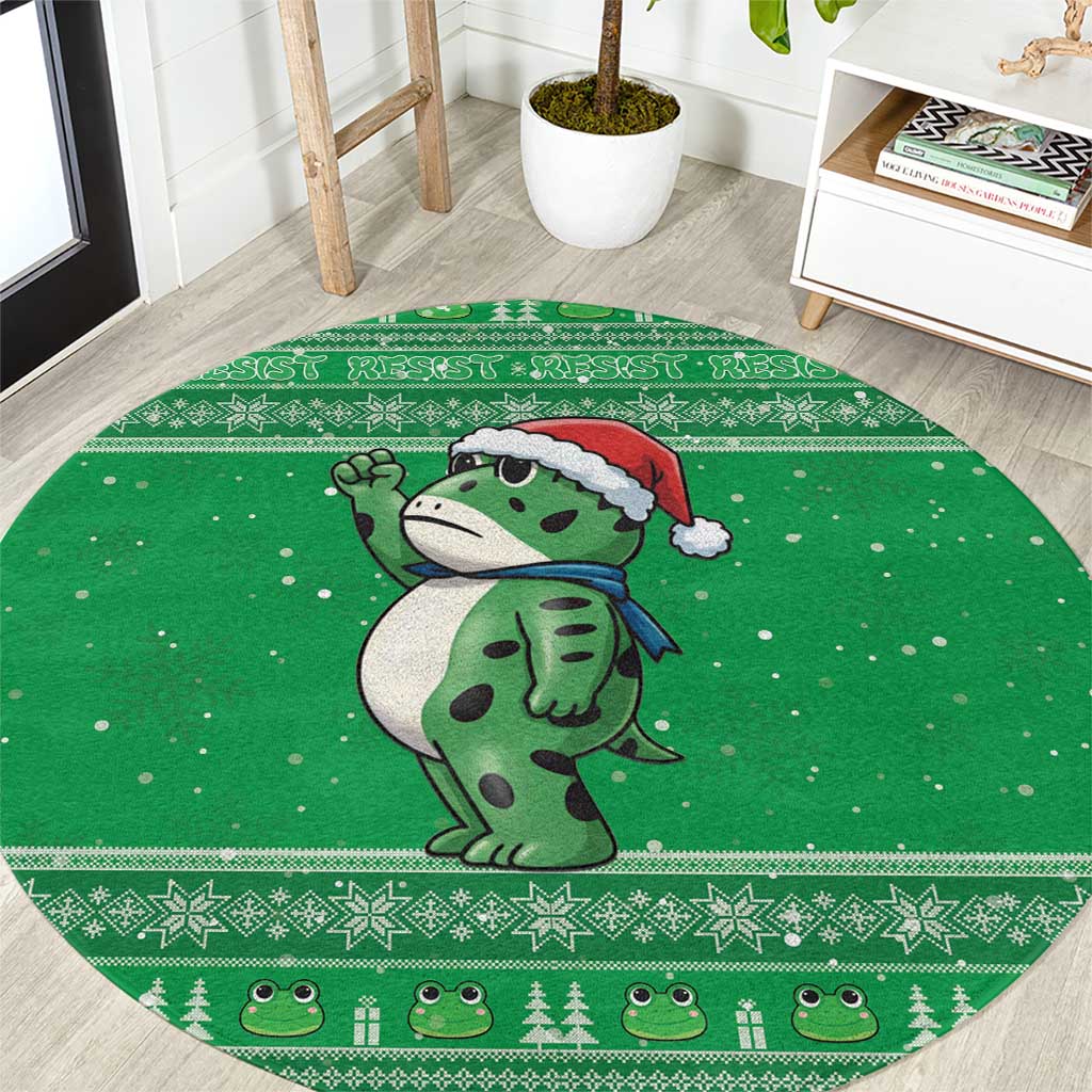 Funny Christmas Portland Frog Protest Round Carpet Merry Frog-mas - Wonder Print Shop
