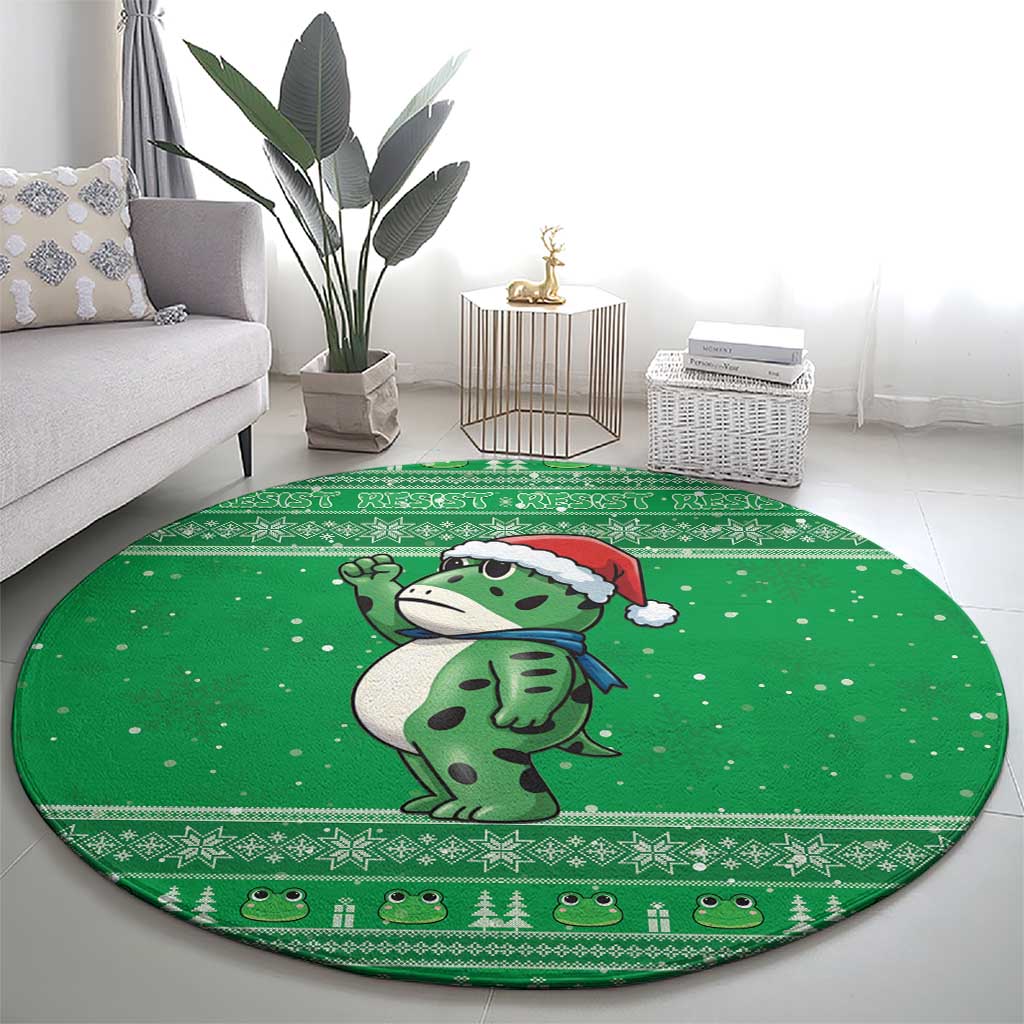 Funny Christmas Portland Frog Protest Round Carpet Merry Frog-mas - Wonder Print Shop