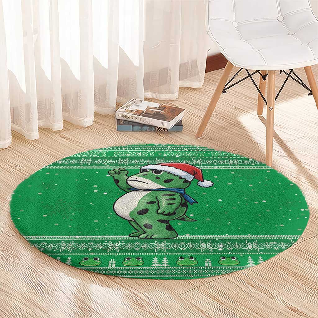 Funny Christmas Portland Frog Protest Round Carpet Merry Frog-mas - Wonder Print Shop