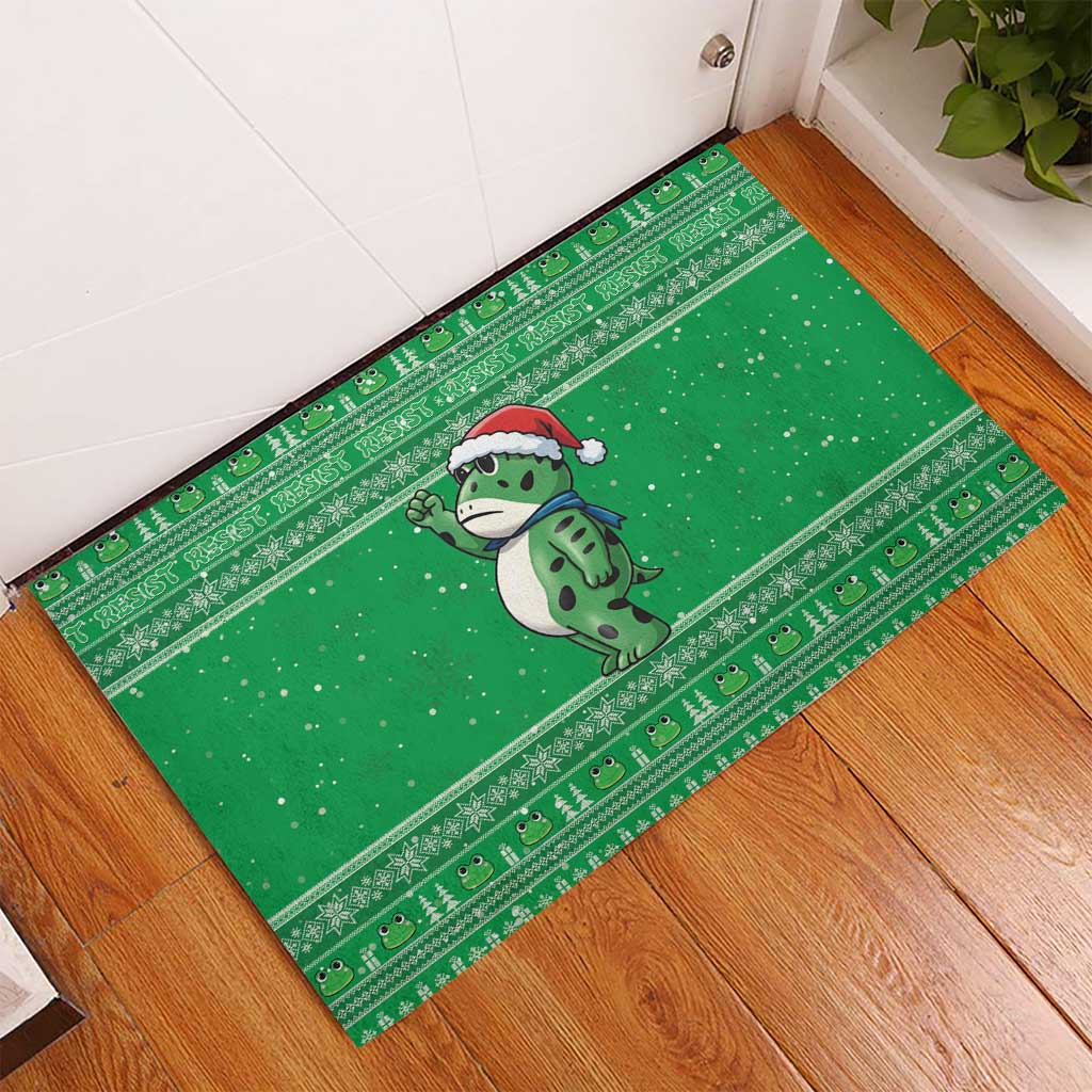Funny Christmas Portland Frog Protest Rubber Doormat Merry Frog-mas - Wonder Print Shop