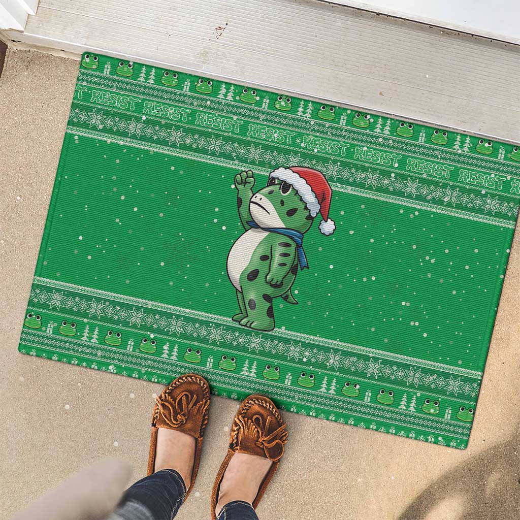 Funny Christmas Portland Frog Protest Rubber Doormat Merry Frog-mas - Wonder Print Shop