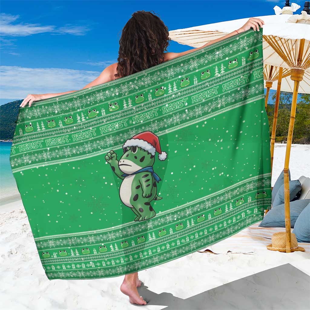 Funny Christmas Portland Frog Protest Sarong Merry Frog-mas - Wonder Print Shop