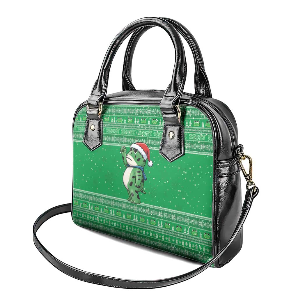 Funny Christmas Portland Frog Protest Shoulder Handbag Merry Frog-mas - Wonder Print Shop
