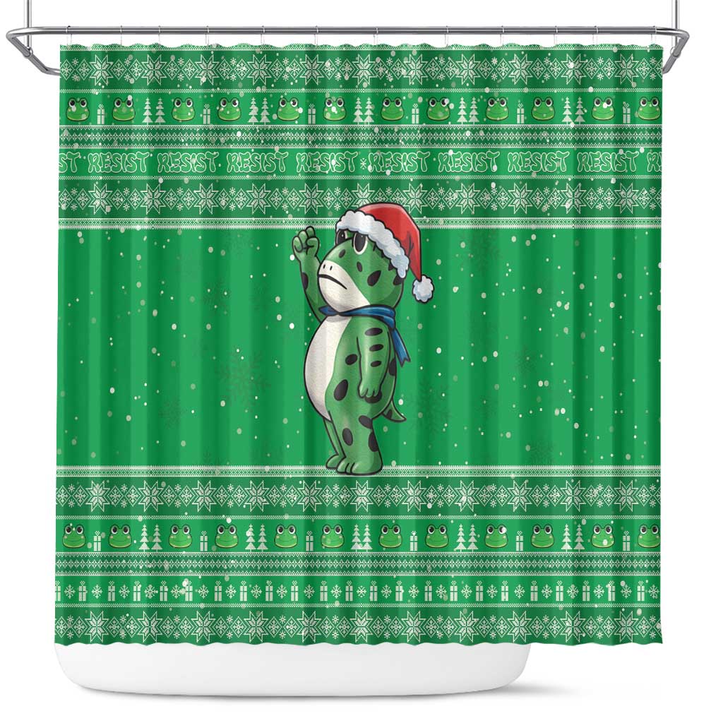 Funny Christmas Portland Frog Protest Shower Curtain Merry Frog-mas - Wonder Print Shop