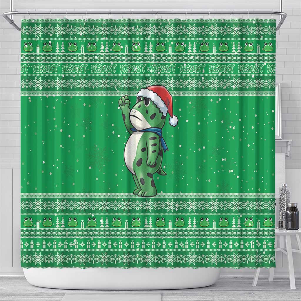 Funny Christmas Portland Frog Protest Shower Curtain Merry Frog-mas - Wonder Print Shop