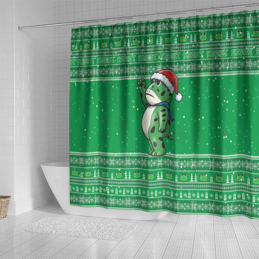 Funny Christmas Portland Frog Protest Shower Curtain Merry Frog-mas - Wonder Print Shop