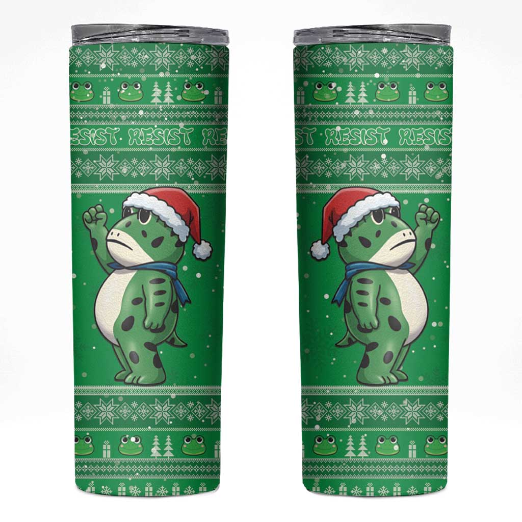 Funny Christmas Portland Frog Protest Skinny Tumbler Merry Frog-mas - Wonder Print Shop