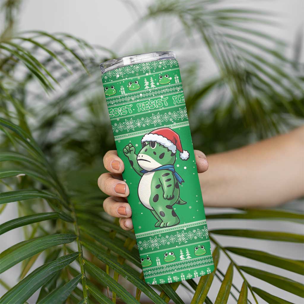 Funny Christmas Portland Frog Protest Skinny Tumbler Merry Frog-mas - Wonder Print Shop