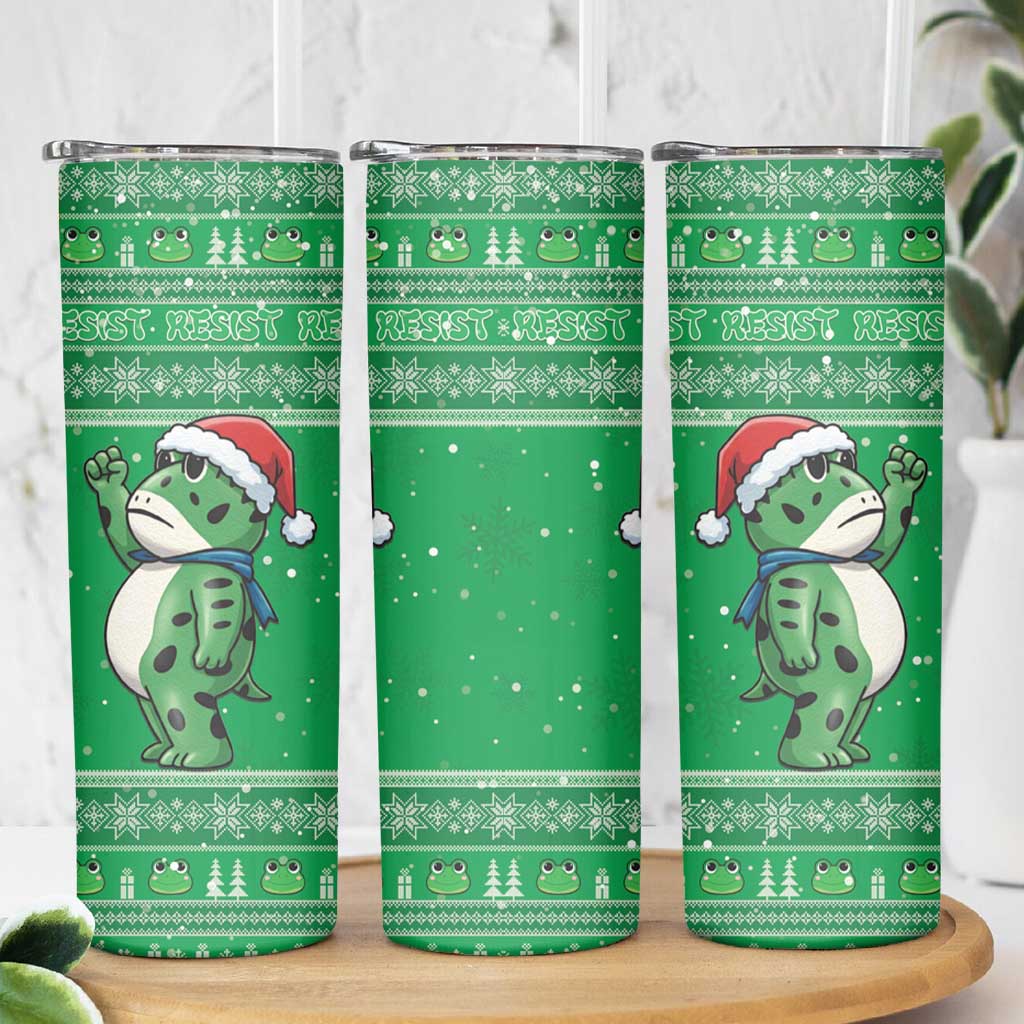 Funny Christmas Portland Frog Protest Skinny Tumbler Merry Frog-mas - Wonder Print Shop