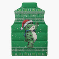Funny Christmas Portland Frog Protest Sleeveless Puffer Jacket Merry Frog-mas - Wonder Print Shop