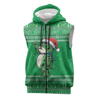 Funny Christmas Portland Frog Protest Sleeveless Zip Hoodie Merry Frog-mas - Wonder Print Shop