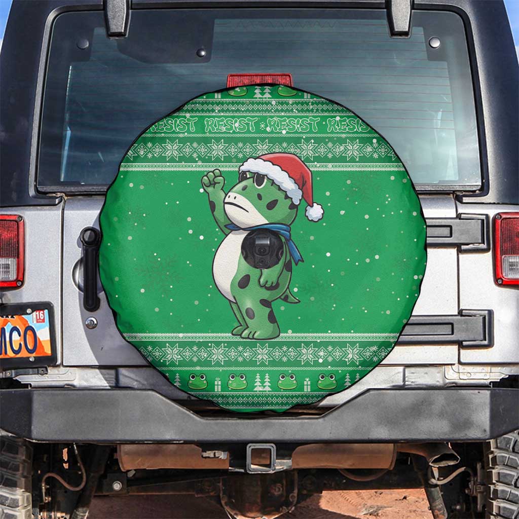 Funny Christmas Portland Frog Protest Spare Tire Cover Merry Frog-mas - Wonder Print Shop