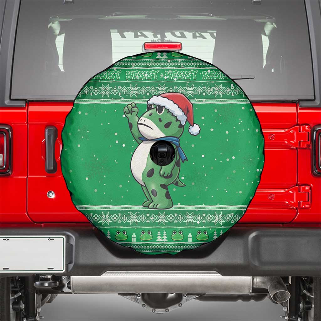 Funny Christmas Portland Frog Protest Spare Tire Cover Merry Frog-mas - Wonder Print Shop