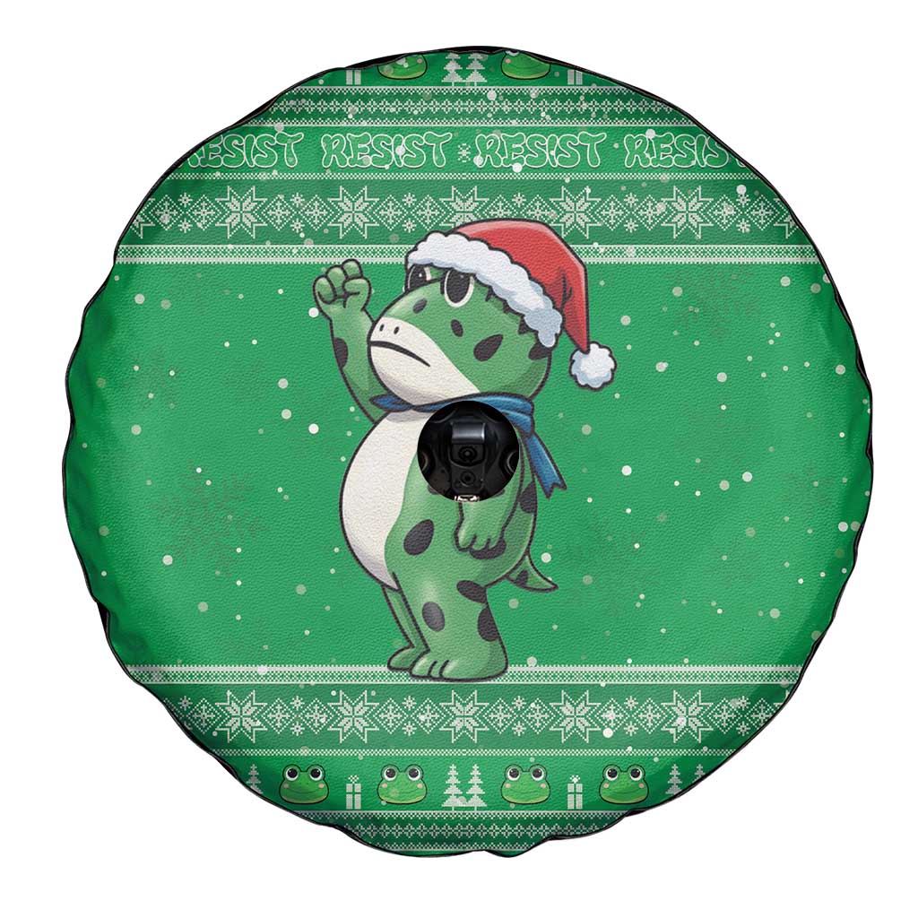 Funny Christmas Portland Frog Protest Spare Tire Cover Merry Frog-mas - Wonder Print Shop