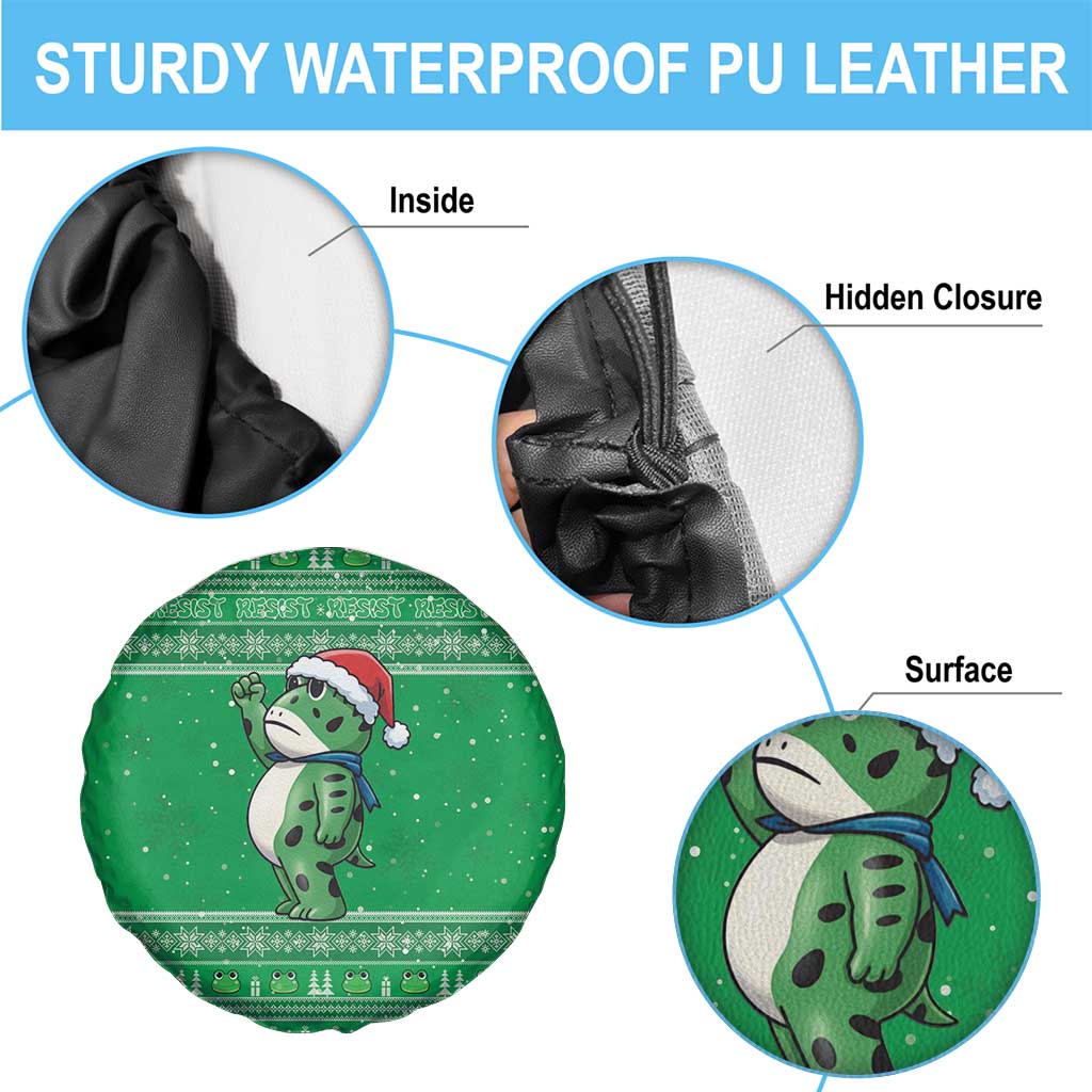 Funny Christmas Portland Frog Protest Spare Tire Cover Merry Frog-mas - Wonder Print Shop