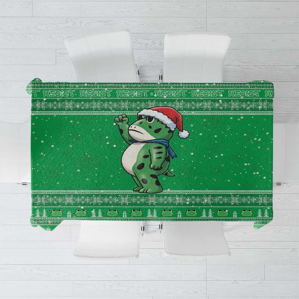 Funny Christmas Portland Frog Protest Tablecloth Merry Frog-mas - Wonder Print Shop