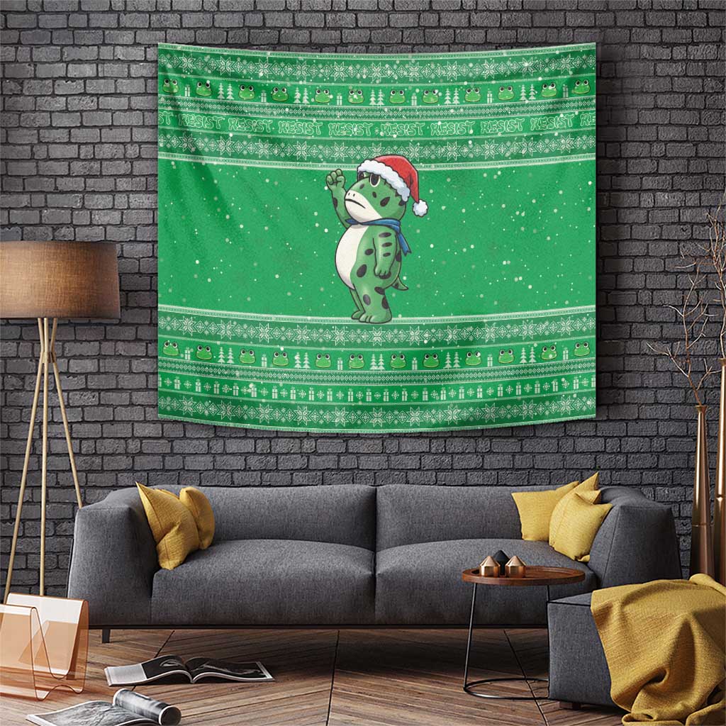 Funny Christmas Portland Frog Protest Tapestry Merry Frog-mas - Wonder Print Shop