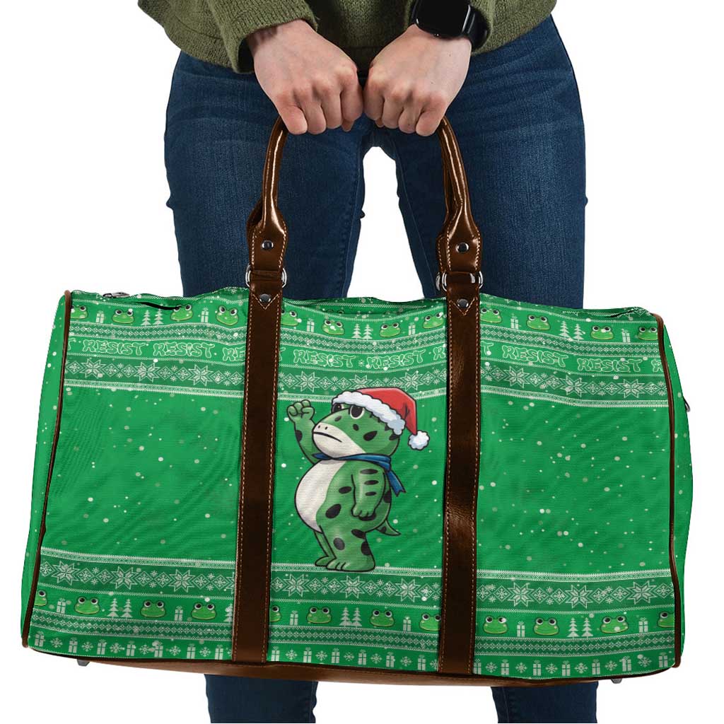 Funny Christmas Portland Frog Protest Travel Bag Merry Frog-mas - Wonder Print Shop