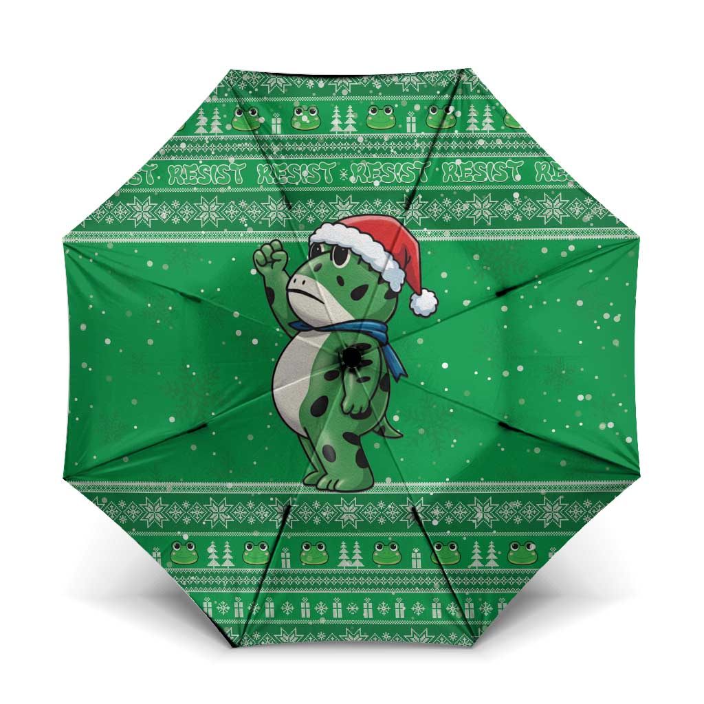 Funny Christmas Portland Frog Protest Umbrella Merry Frog-mas - Wonder Print Shop