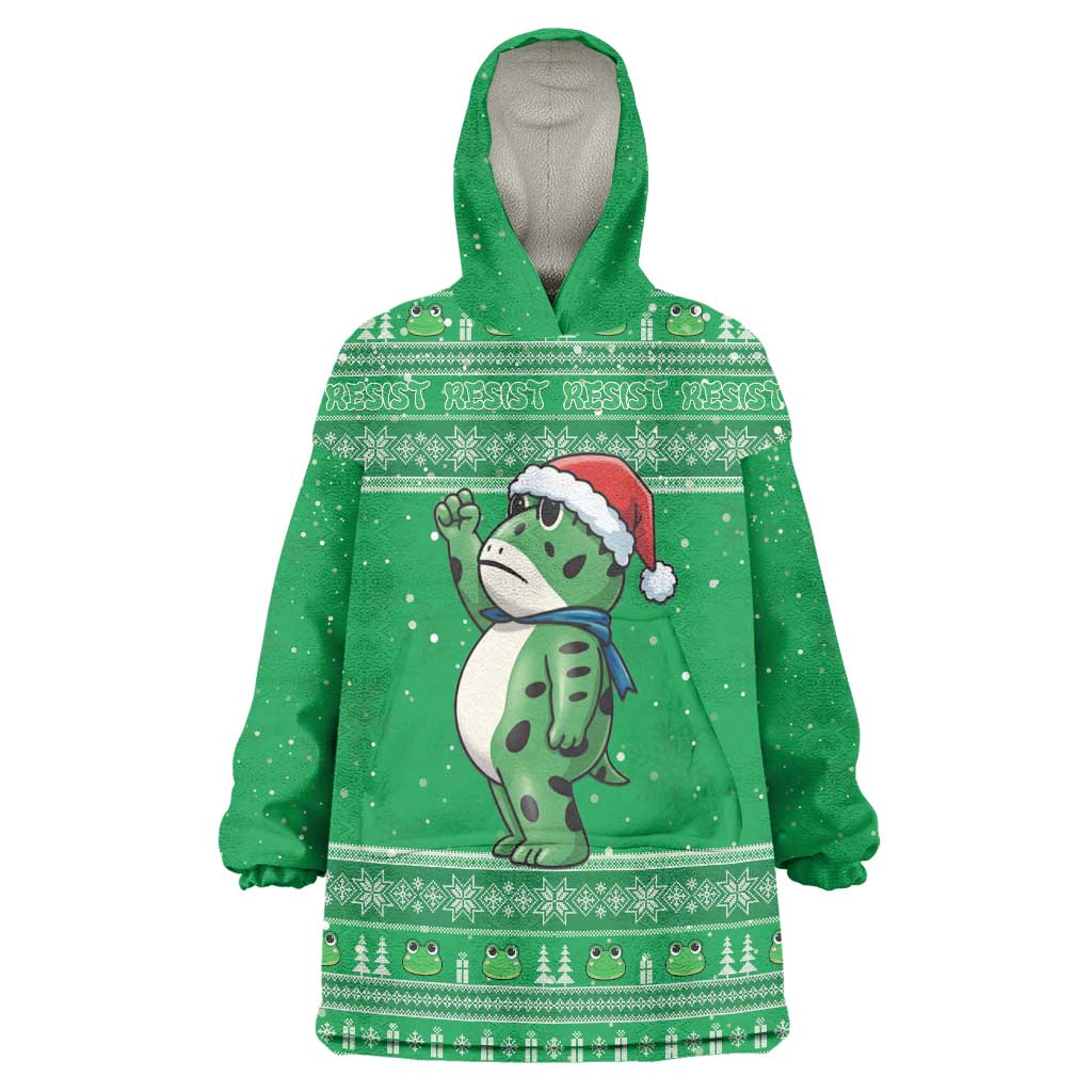 Funny Christmas Portland Frog Protest Wearable Blanket Hoodie Merry Frog-mas - Wonder Print Shop