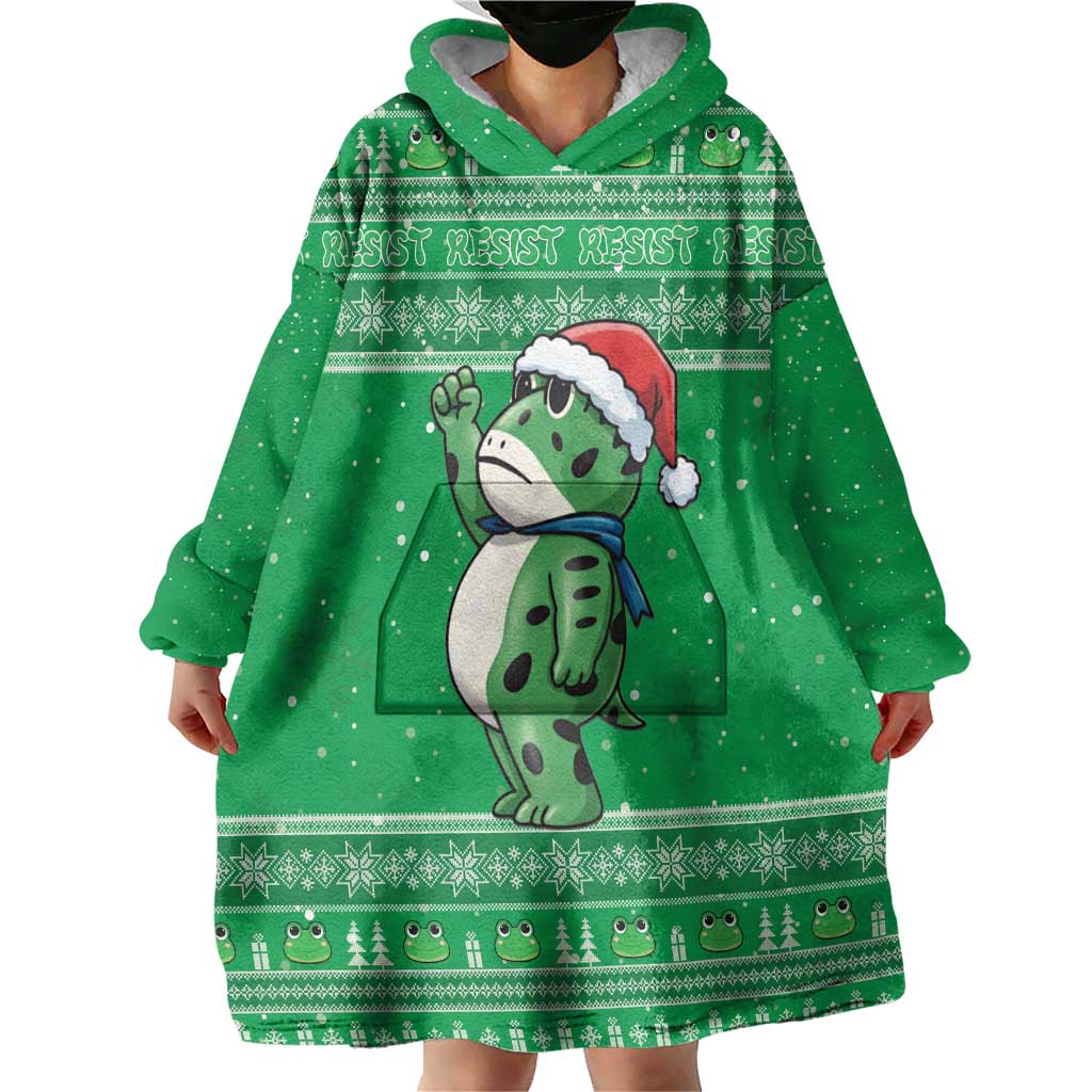 Funny Christmas Portland Frog Protest Wearable Blanket Hoodie Merry Frog-mas - Wonder Print Shop
