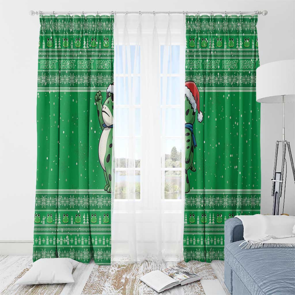 Funny Christmas Portland Frog Protest Window Curtain Merry Frog-mas - Wonder Print Shop
