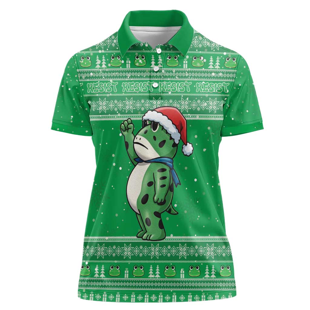 Funny Christmas Portland Frog Protest Women Polo Shirt Merry Frog-mas - Wonder Print Shop