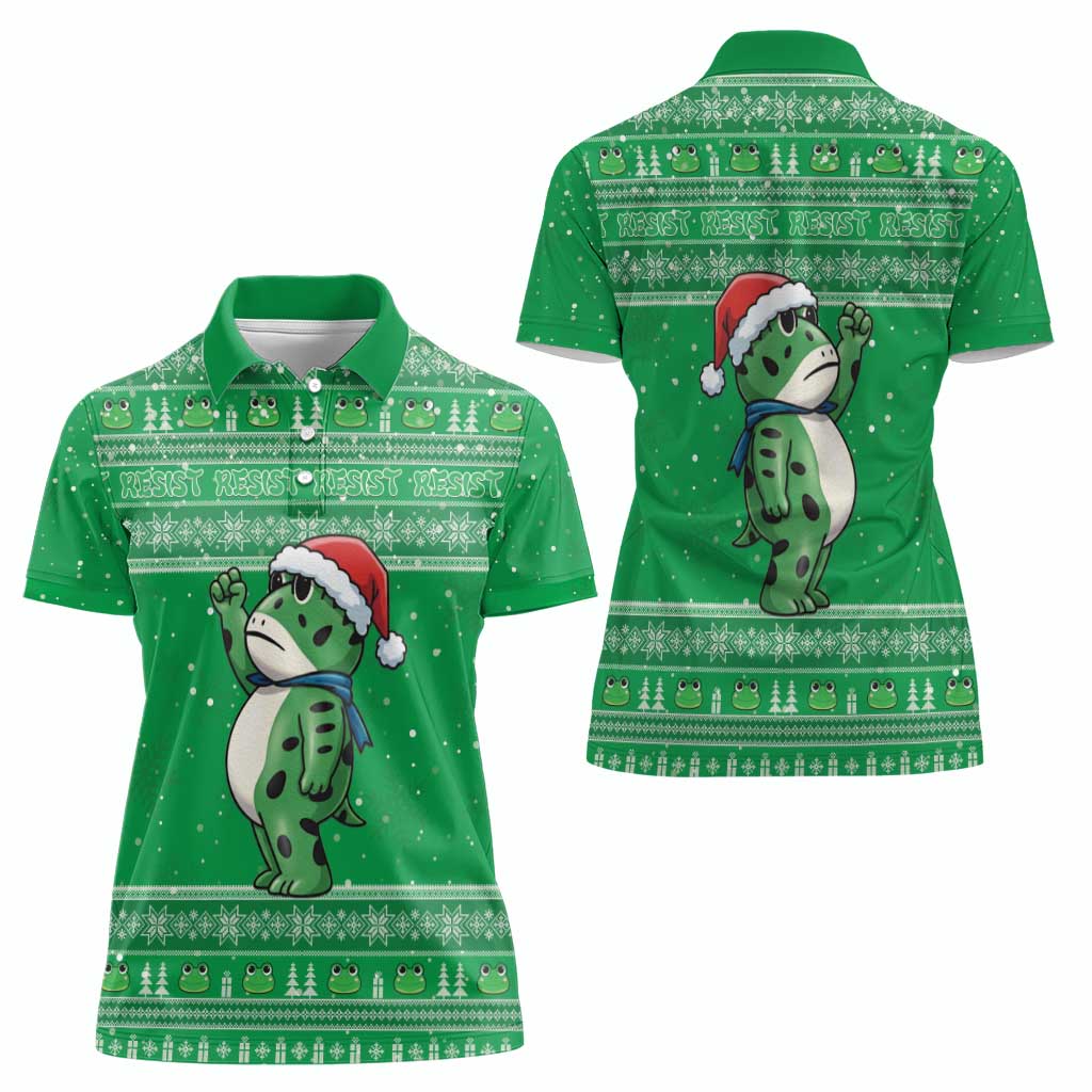 Funny Christmas Portland Frog Protest Women Polo Shirt Merry Frog-mas - Wonder Print Shop