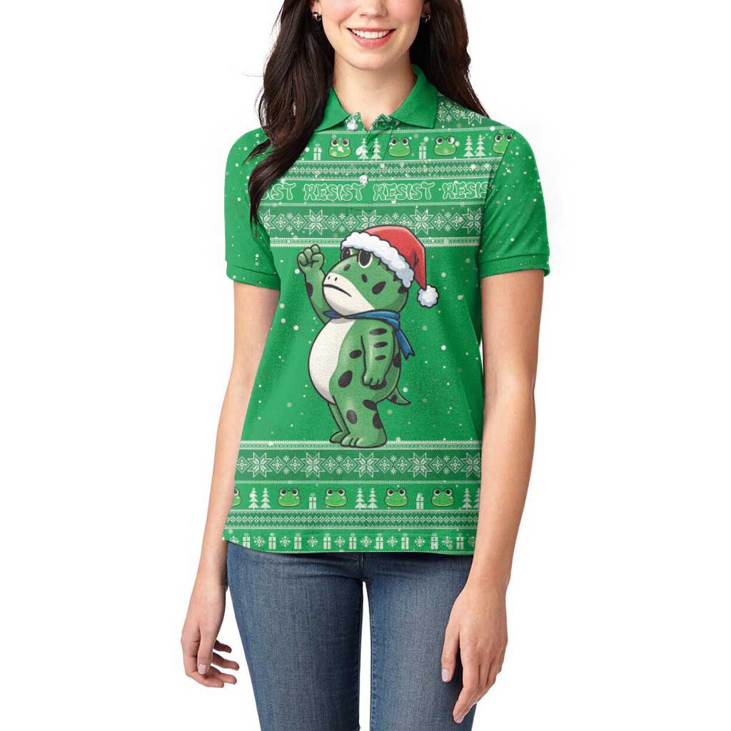 Funny Christmas Portland Frog Protest Women Polo Shirt Merry Frog-mas - Wonder Print Shop