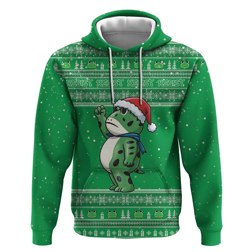 Funny Christmas Portland Frog Protest Zip Hoodie Merry Frog-mas - Wonder Print Shop