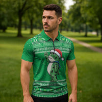 Funny Christmas Portland Frog Protest Zipper Polo Shirt Merry Frog-mas - Wonder Print Shop