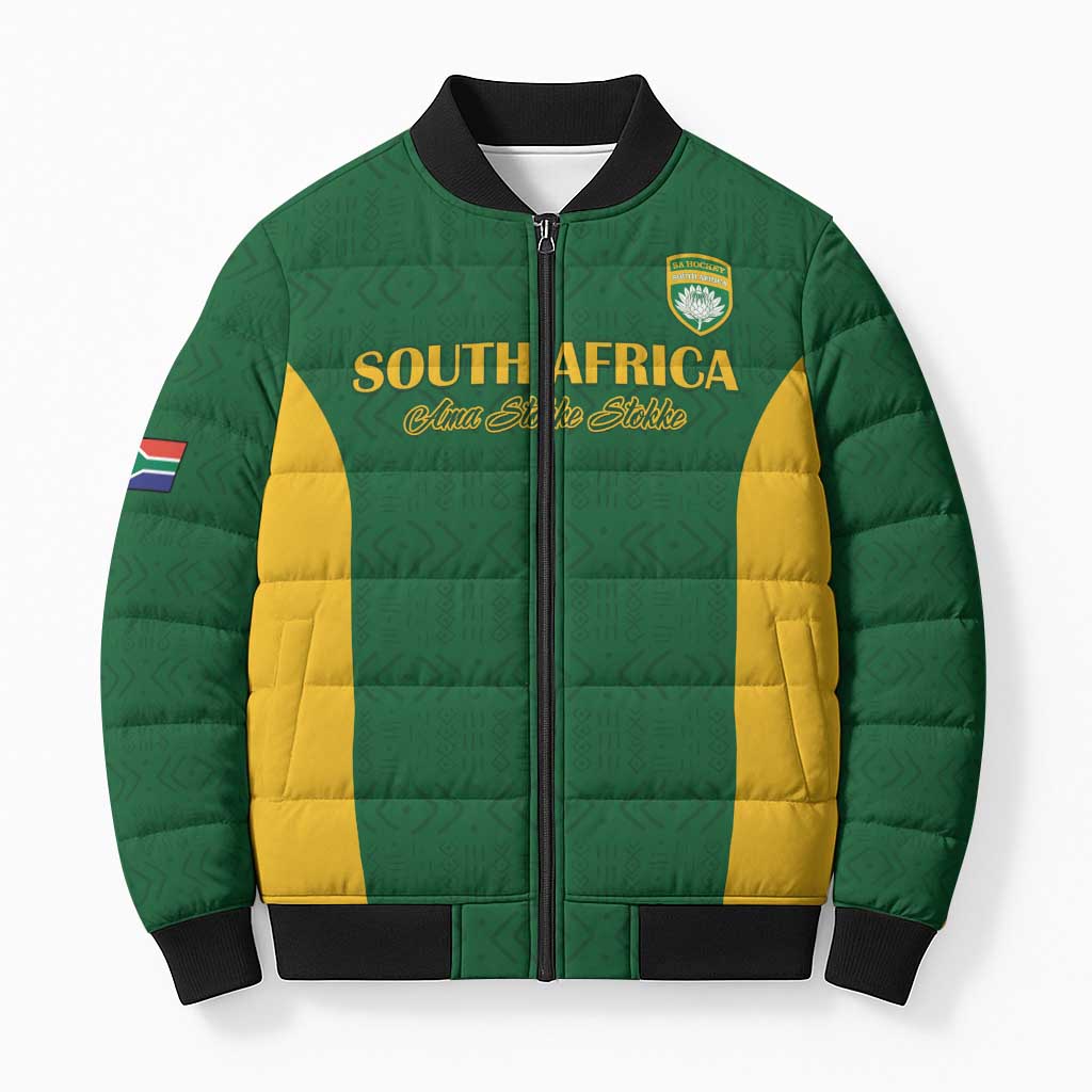 South Africa Hockey Custom Bomber Puffer Jacket Go Ama Stokke Stokke Go - Wonder Print Shop