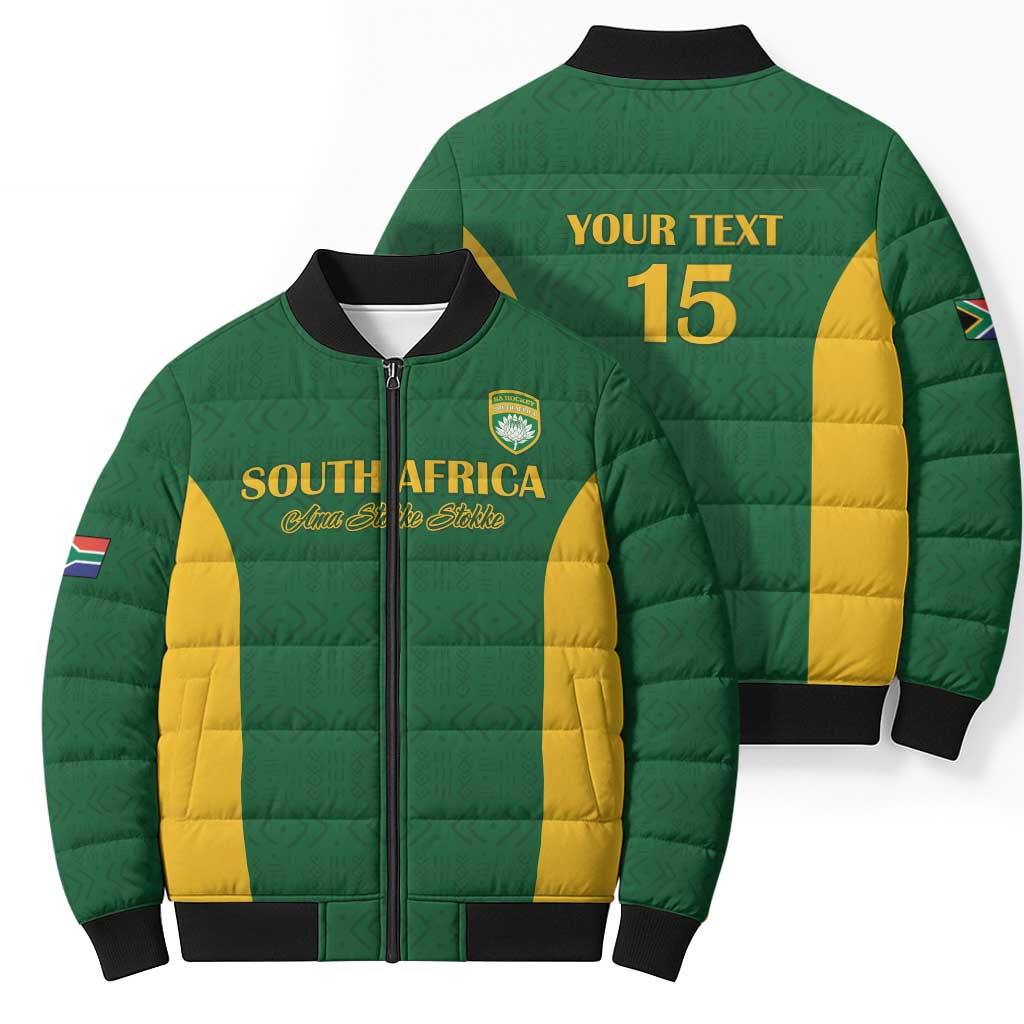 South Africa Hockey Custom Bomber Puffer Jacket Go Ama Stokke Stokke Go - Wonder Print Shop