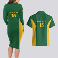 South Africa Hockey Custom Couples Matching Long Sleeve Bodycon Dress and Hawaiian Shirt Go Ama Stokke Stokke Go - Wonder Print Shop