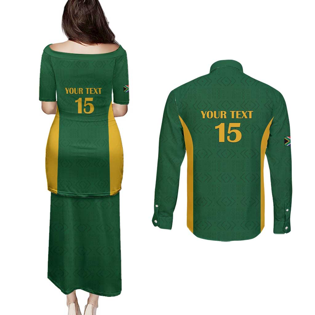 South Africa Hockey Custom Couples Matching Puletasi and Long Sleeve Button Shirt Go Ama Stokke Stokke Go - Wonder Print Shop