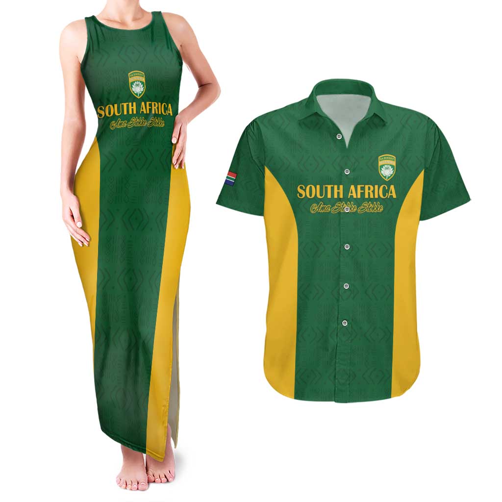 South Africa Hockey Custom Couples Matching Tank Maxi Dress and Hawaiian Shirt Go Ama Stokke Stokke Go - Wonder Print Shop