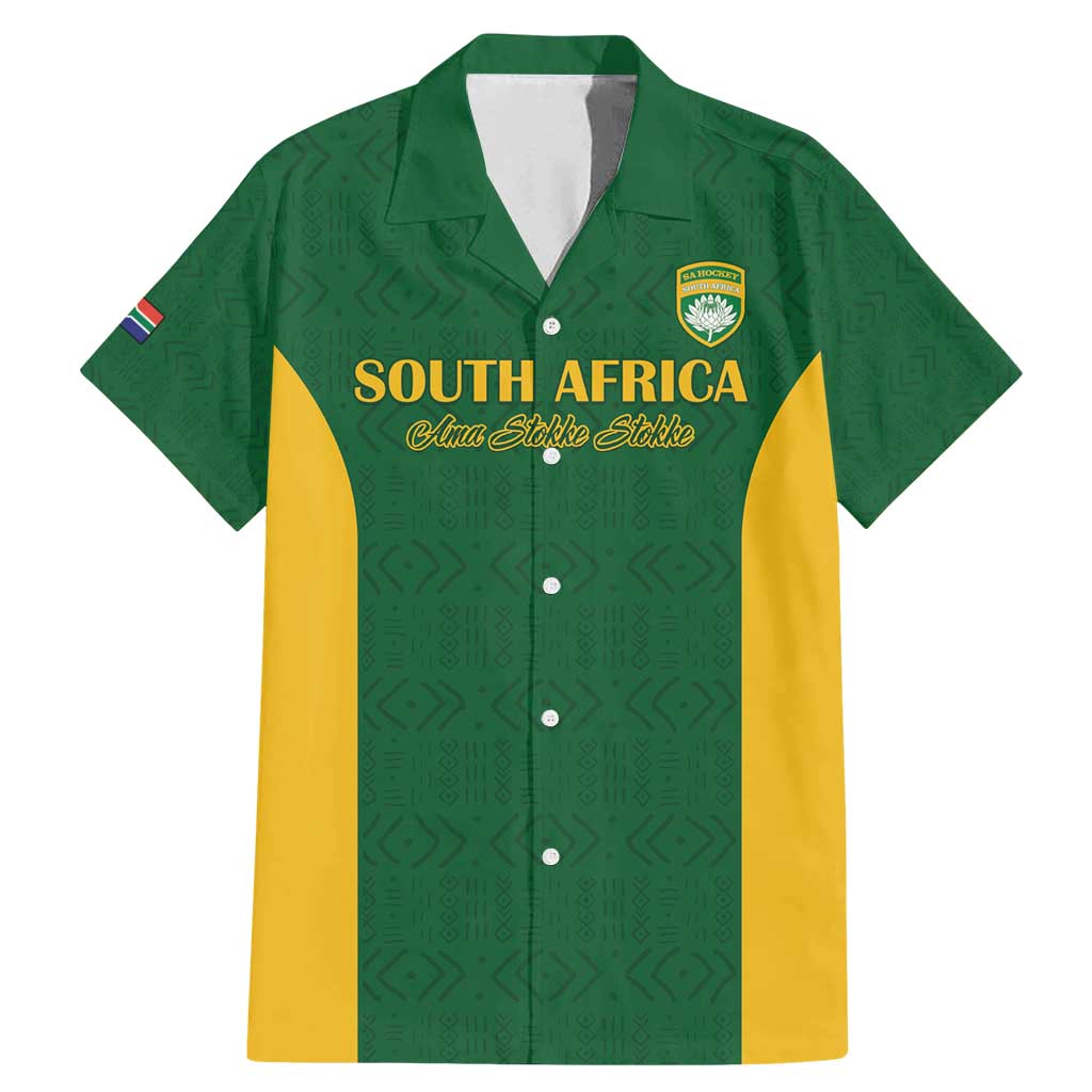 South Africa Hockey Custom Family Matching Mermaid Dress and Hawaiian Shirt Go Ama Stokke Stokke Go - Wonder Print Shop