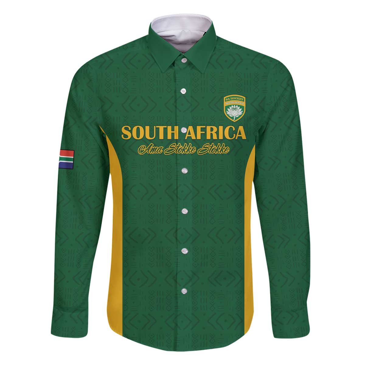 South Africa Hockey Custom Family Matching Off The Shoulder Long Sleeve Dress and Hawaiian Shirt Go Ama Stokke Stokke Go - Wonder Print Shop