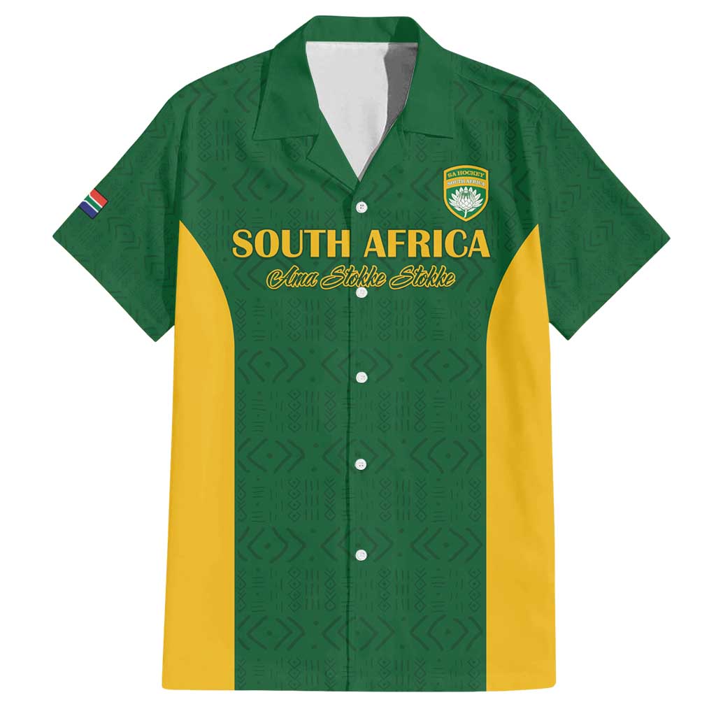 South Africa Hockey Custom Family Matching Off Shoulder Maxi Dress and Hawaiian Shirt Go Ama Stokke Stokke Go - Wonder Print Shop