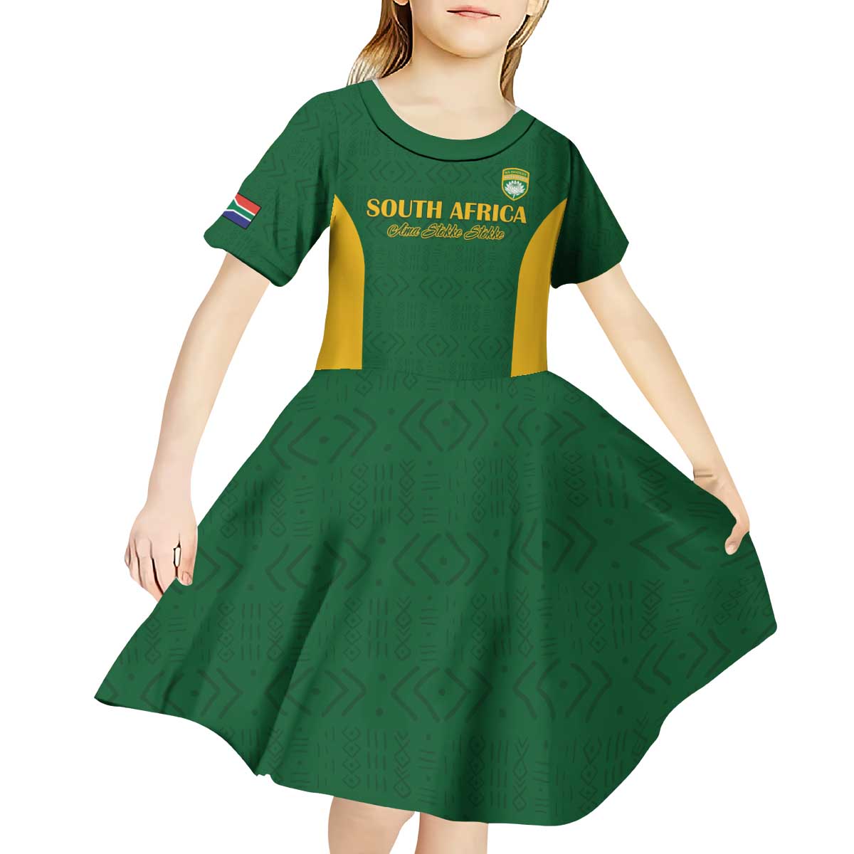 South Africa Hockey Custom Kid Short Sleeve Dress Go Ama Stokke Stokke Go - Wonder Print Shop