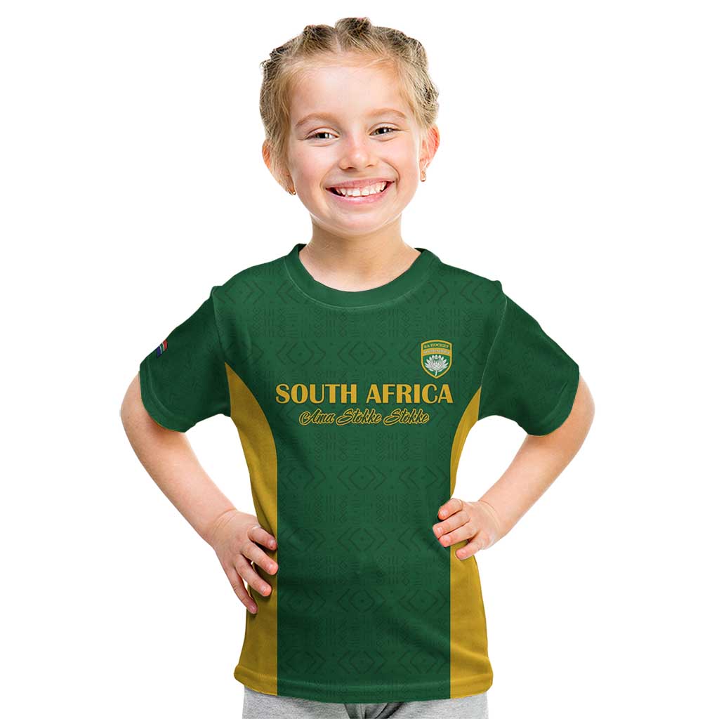 South Africa Hockey Custom Kid T Shirt Go Ama Stokke Stokke Go - Wonder Print Shop