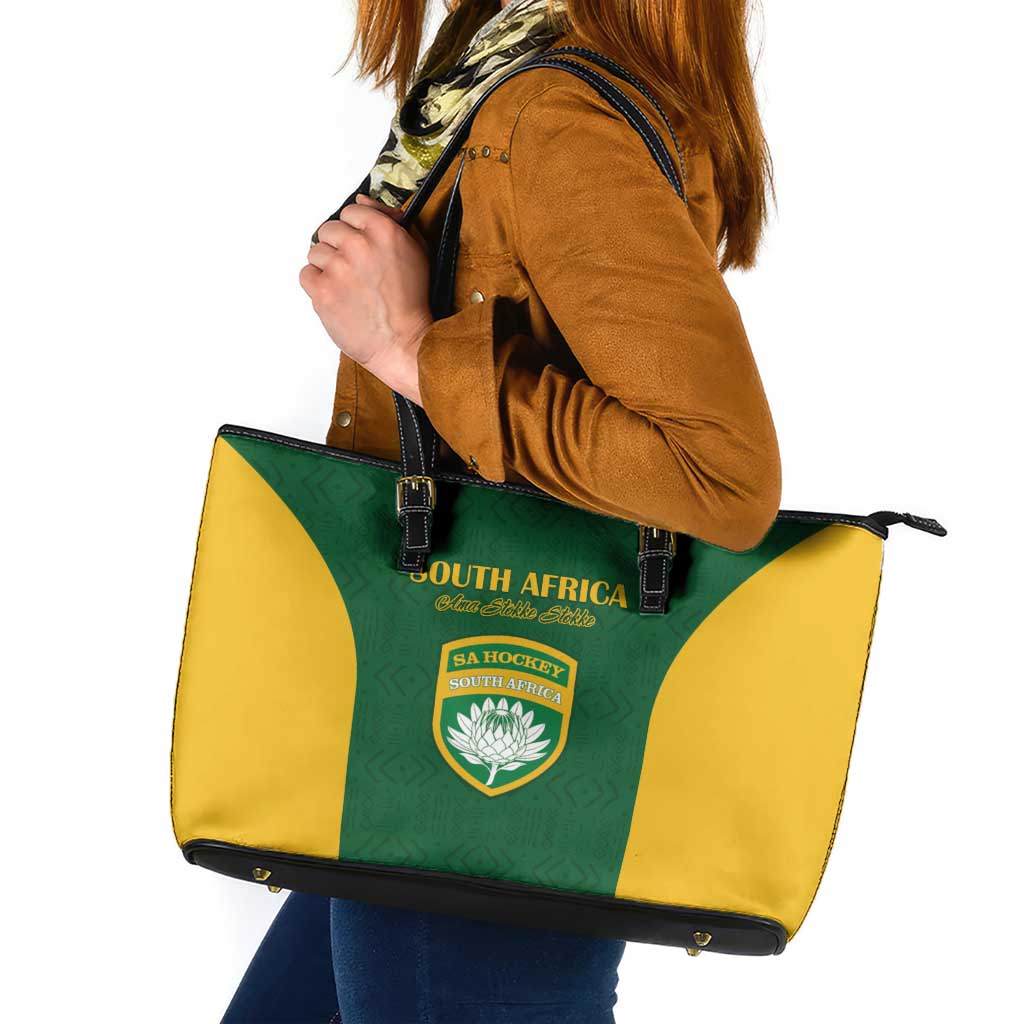 South Africa Hockey Leather Tote Bag Go Ama Stokke Stokke Go - Wonder Print Shop