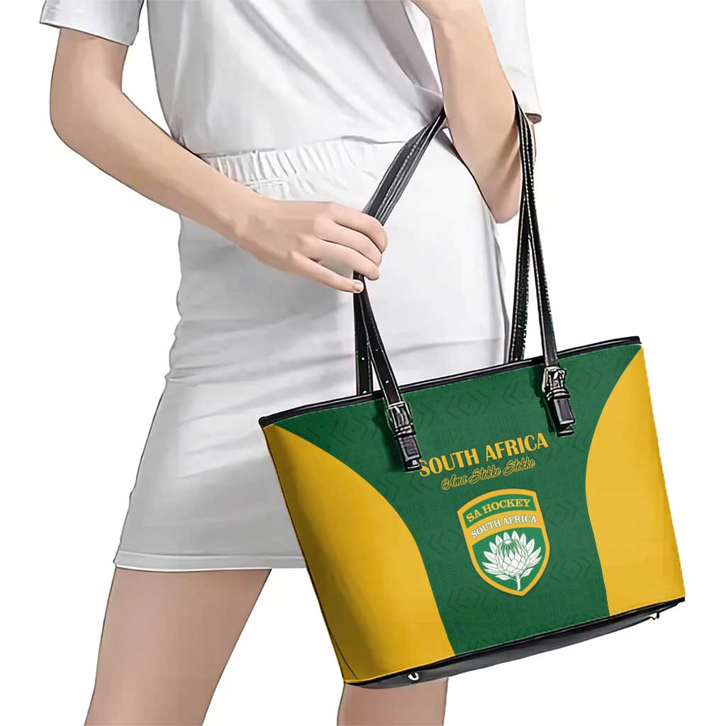 South Africa Hockey Leather Tote Bag Go Ama Stokke Stokke Go - Wonder Print Shop